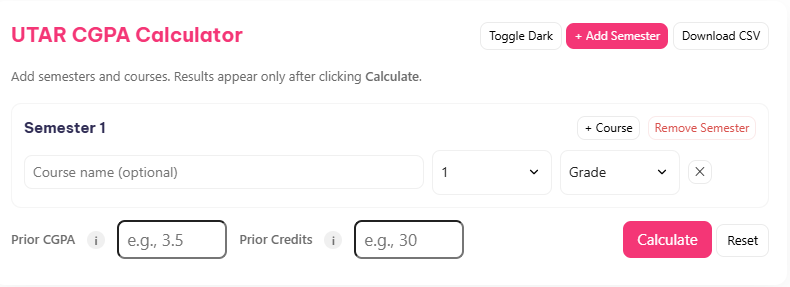CGPA Calculator UTAR