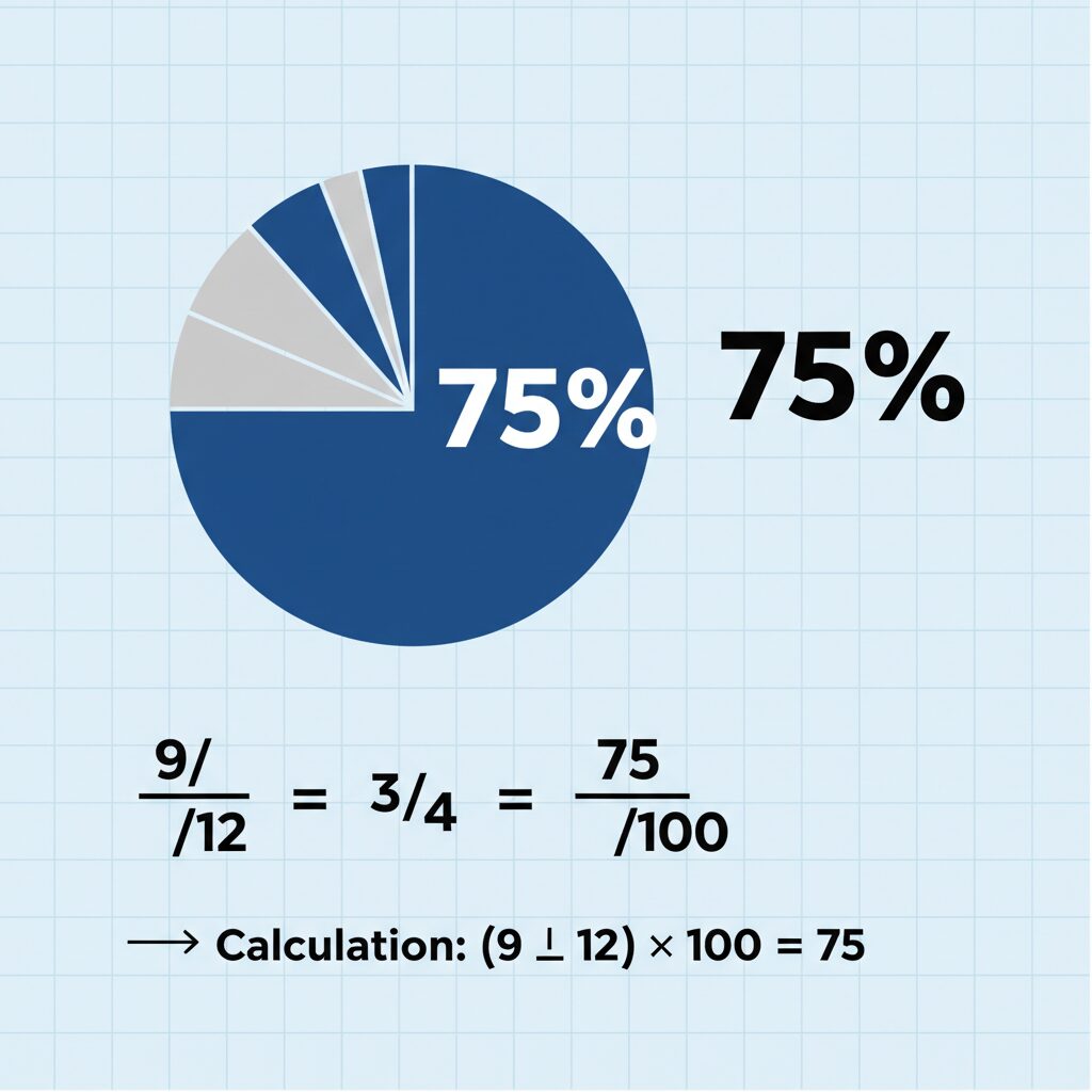 what is 9 out of 12 percentage